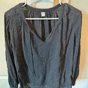 Old Navy Dark Gray Textured Blouse